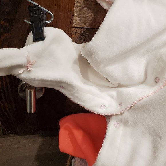 Carter's 3M Girl Sleeper White Velour Footed - Picture 3 of 7